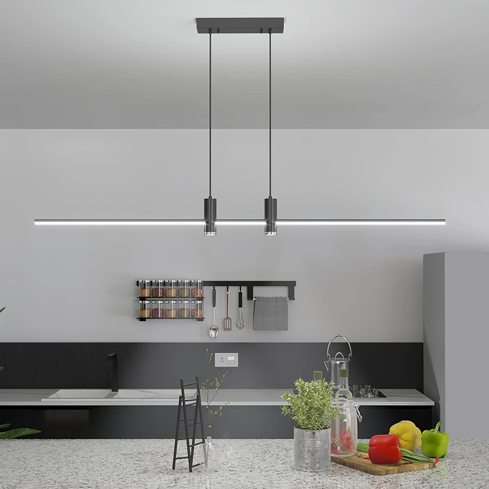 Edge Modern Unusual Long Metal Pendant Light Dining Living Room