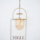 Alessio Unusual Glass Amber Clear Metal Pendant Light Bedroom Living Room