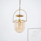 Alessio Unusual Glass Amber Clear Metal Pendant Light Bedroom Living Room