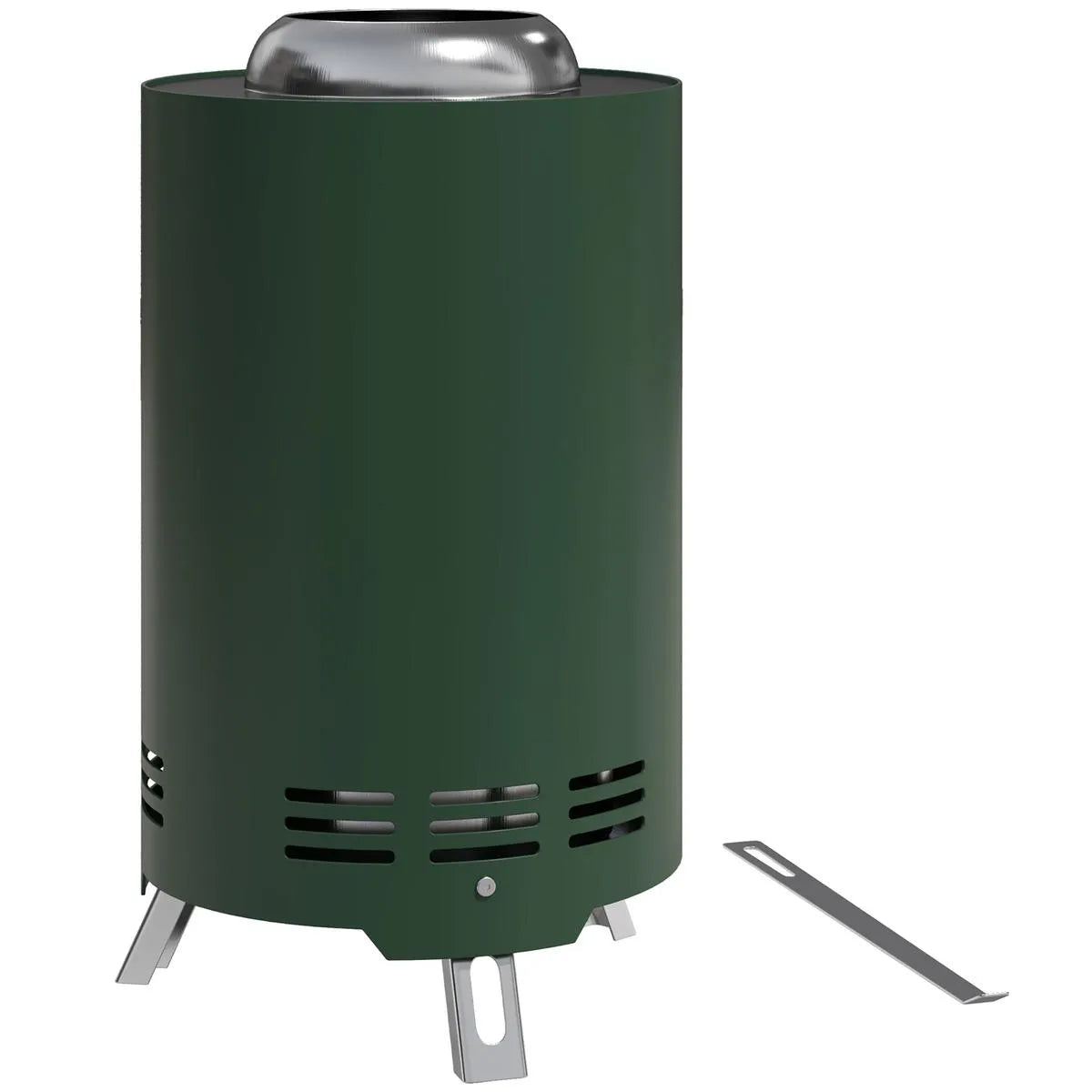 Fire Pit Portable Stainless Steel, 16×16cm, Green with Poker for Garden Camping Bonfire Party, Smokeless Wood- or Pellet-Fuelled Tabletop