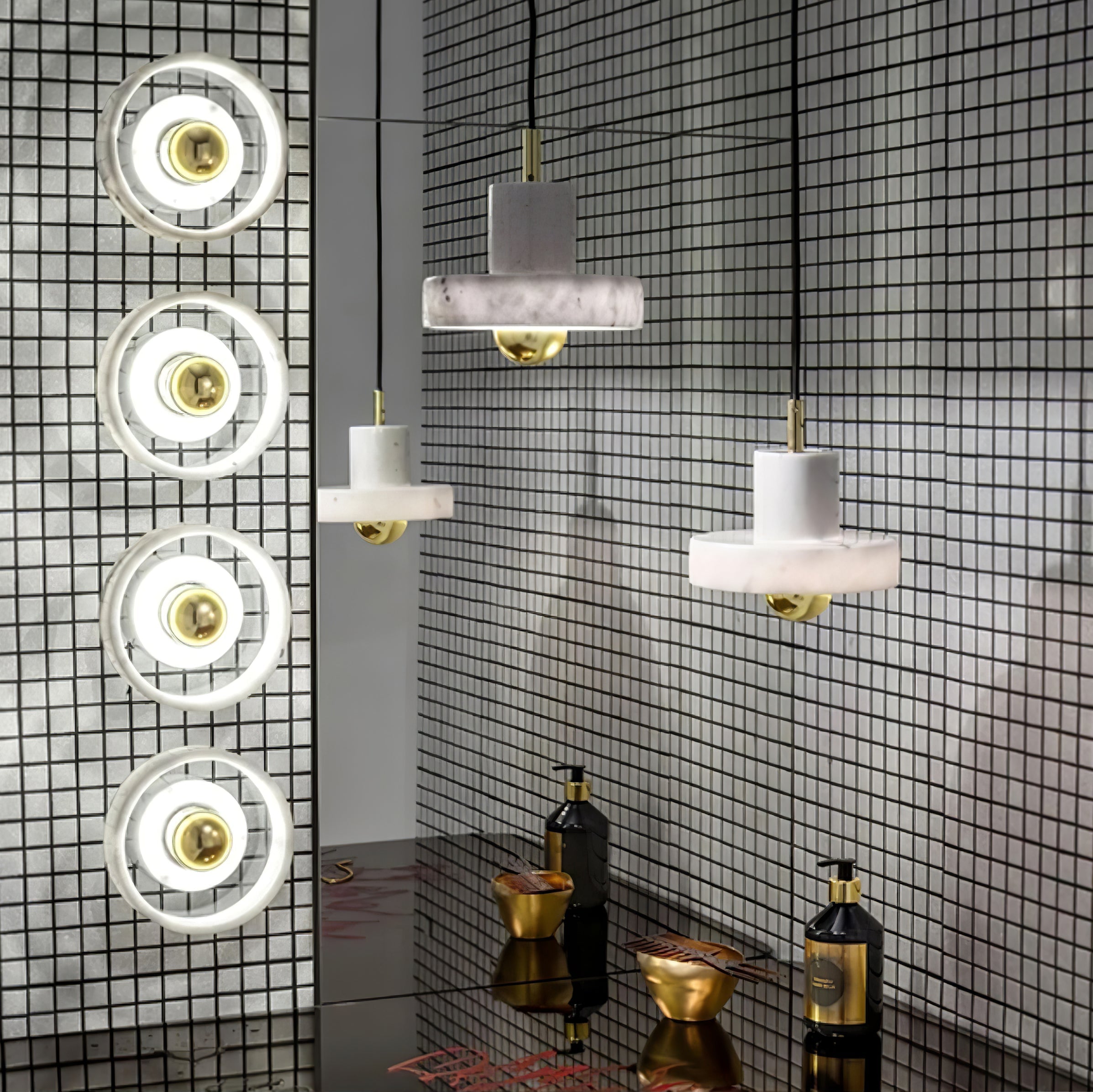 Pendant Light Marble Gold - VYKRON | Timeless Elegance
