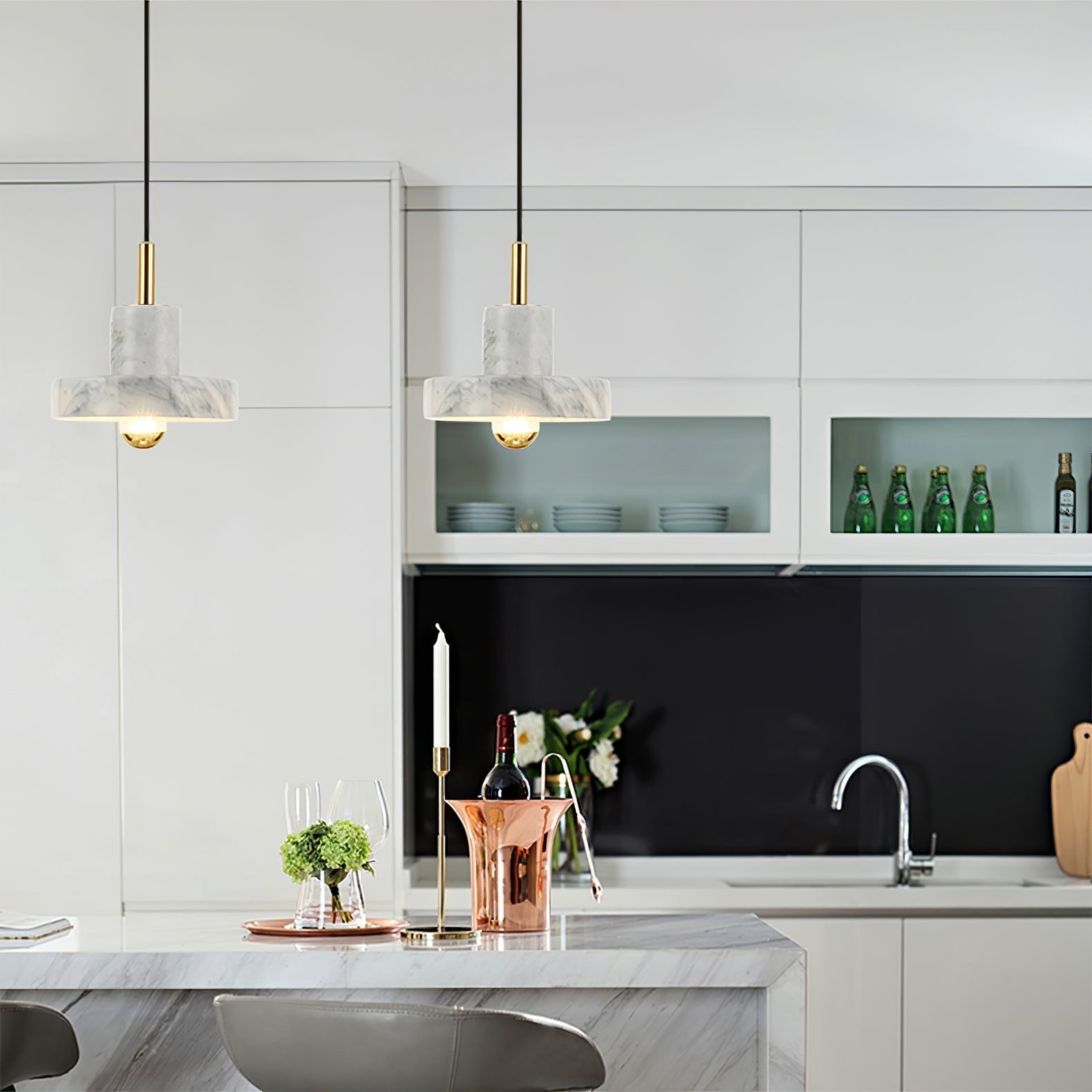 Pendant Light Marble Gold - VYKRON | Timeless Elegance