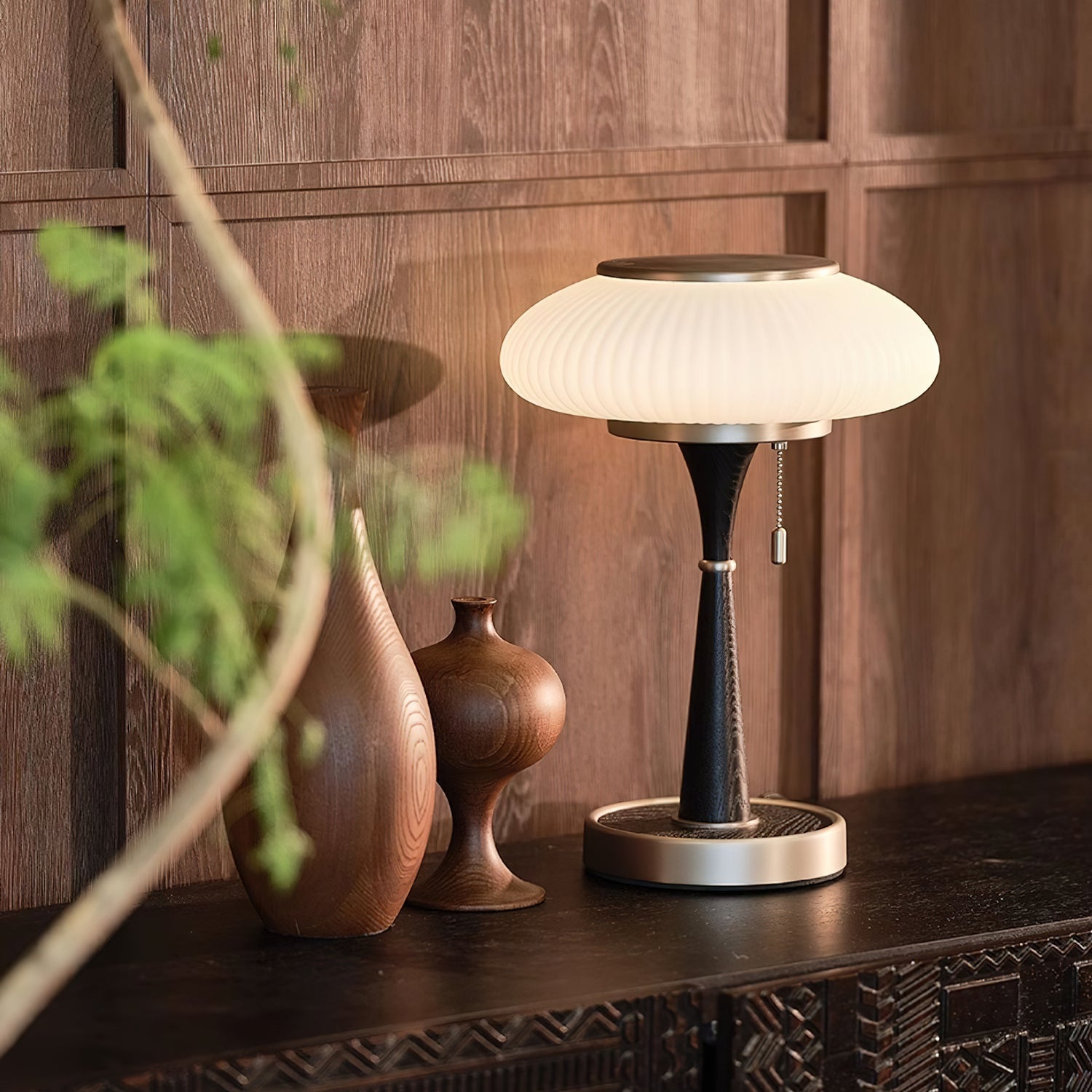 Table Lamp Wood Gold EXIDUS - Serene Lighting