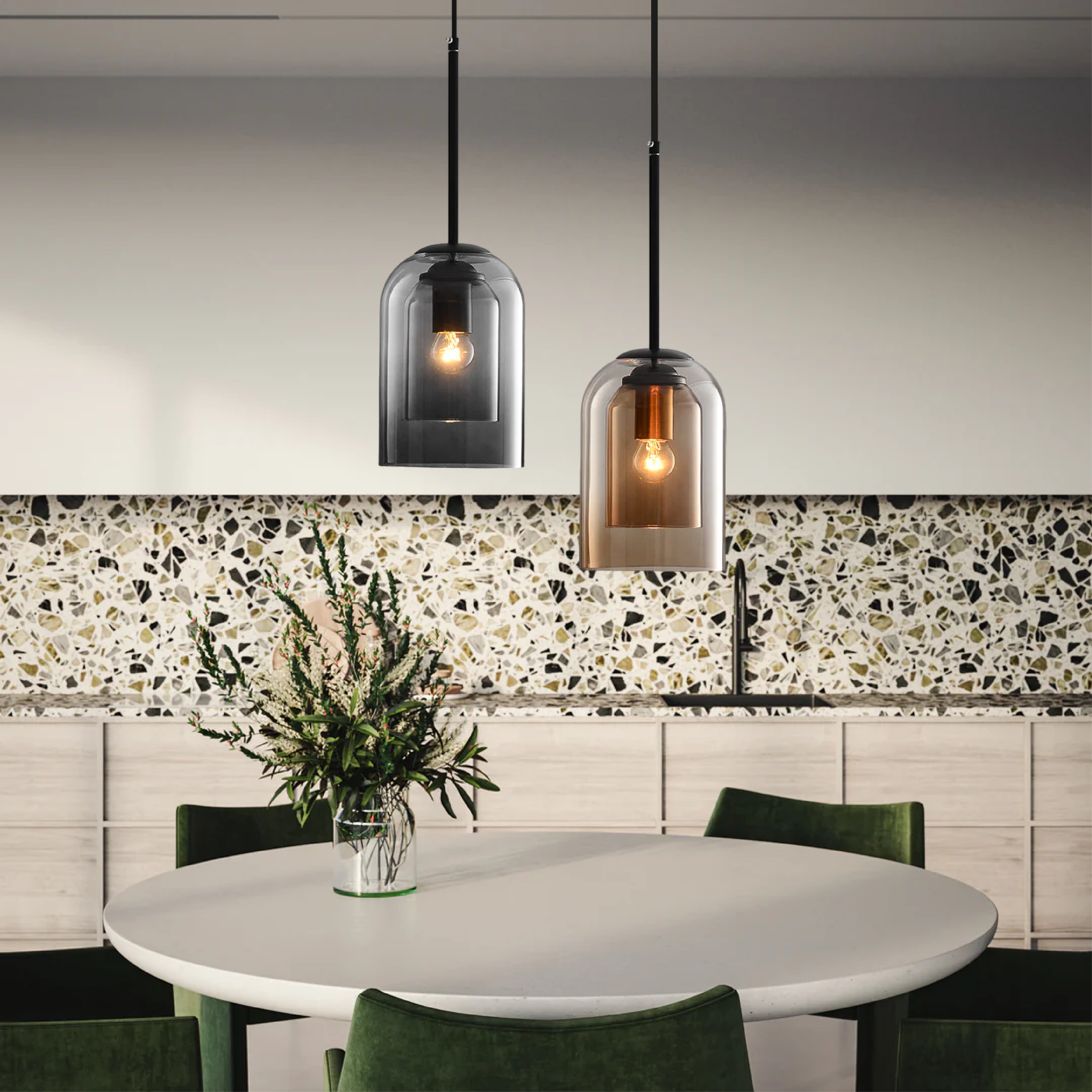Pendant Light Smoke Grey Glass - VOLTEC | Luxury Ambiance