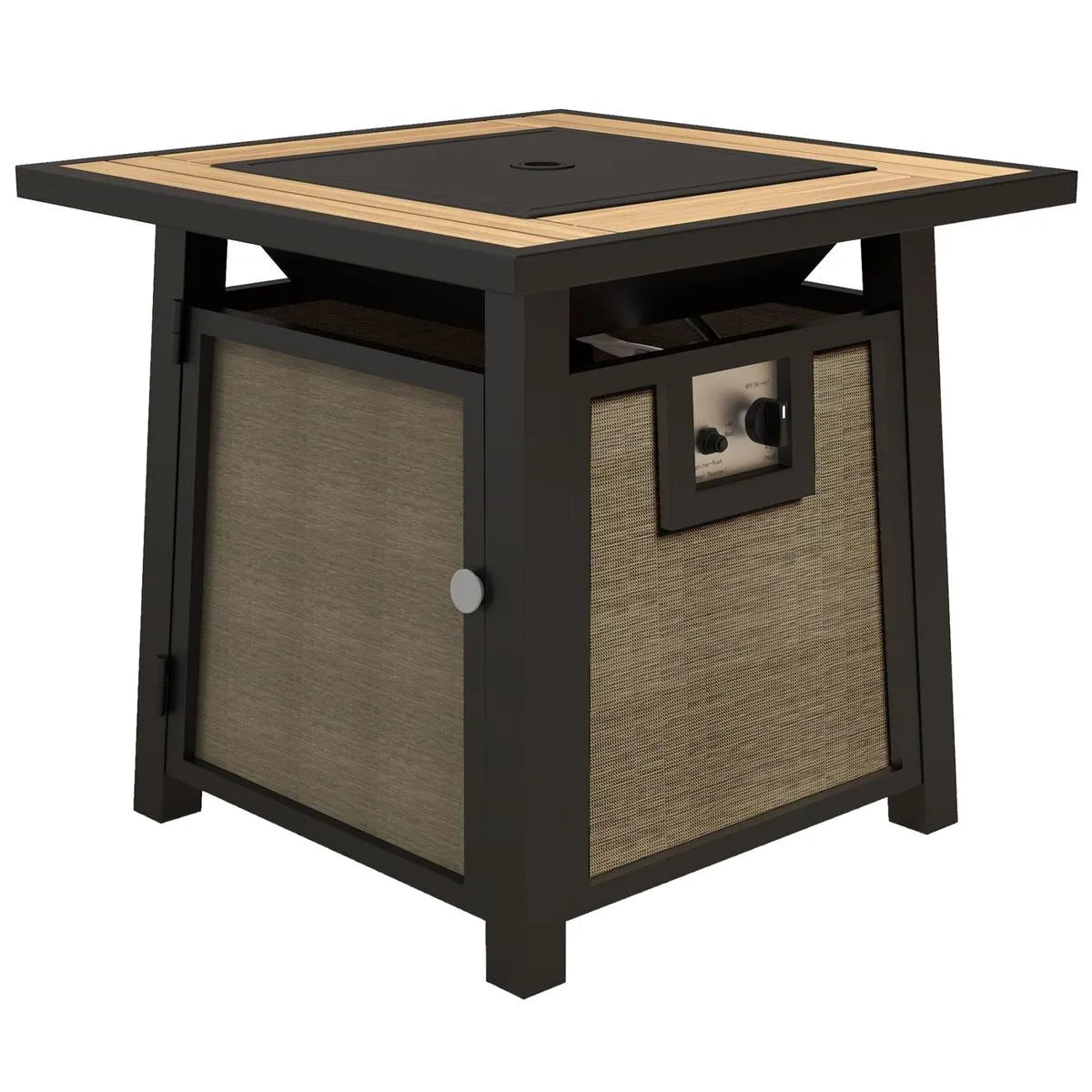 Gas Fire Pit Table, 50,000 BTU, Brown with Cover and Glass Beads