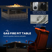 Fire Pit Table, 50,000 BTU, 72.5×72.5cm, Brown with Cover