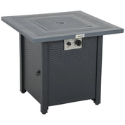 Gas Fire Pit Table, 40,000 BTU, 71×71cm, Black / Dark Grey