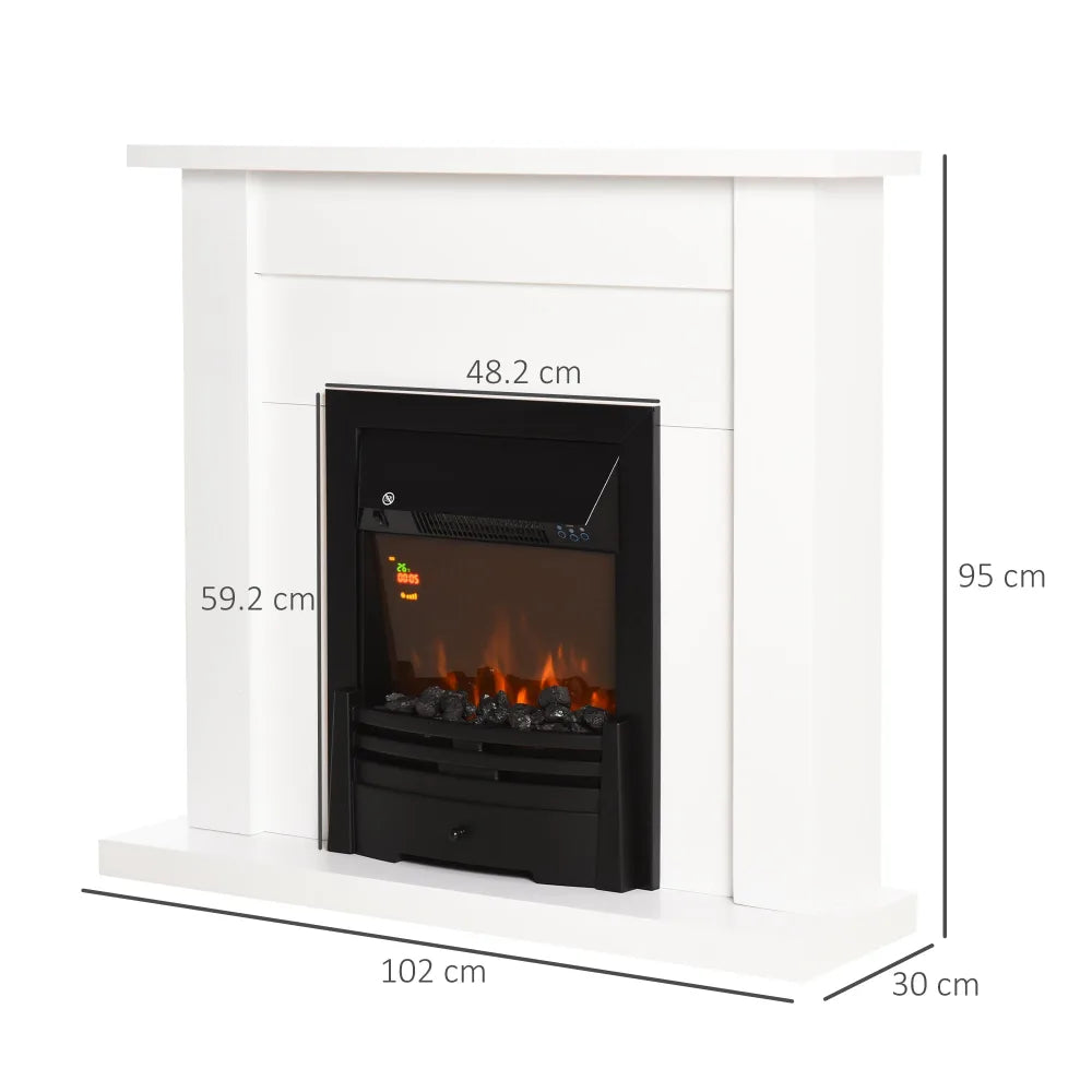 Electric Fireplace - White Mantel, 2000W | Smart Heating & Realistic Flames - Image 5