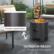 Smokeless Fire Pit Portable Wood Burning, 45cm, Black, Round Metal Bonfire Stove with Poker for Garden Camping