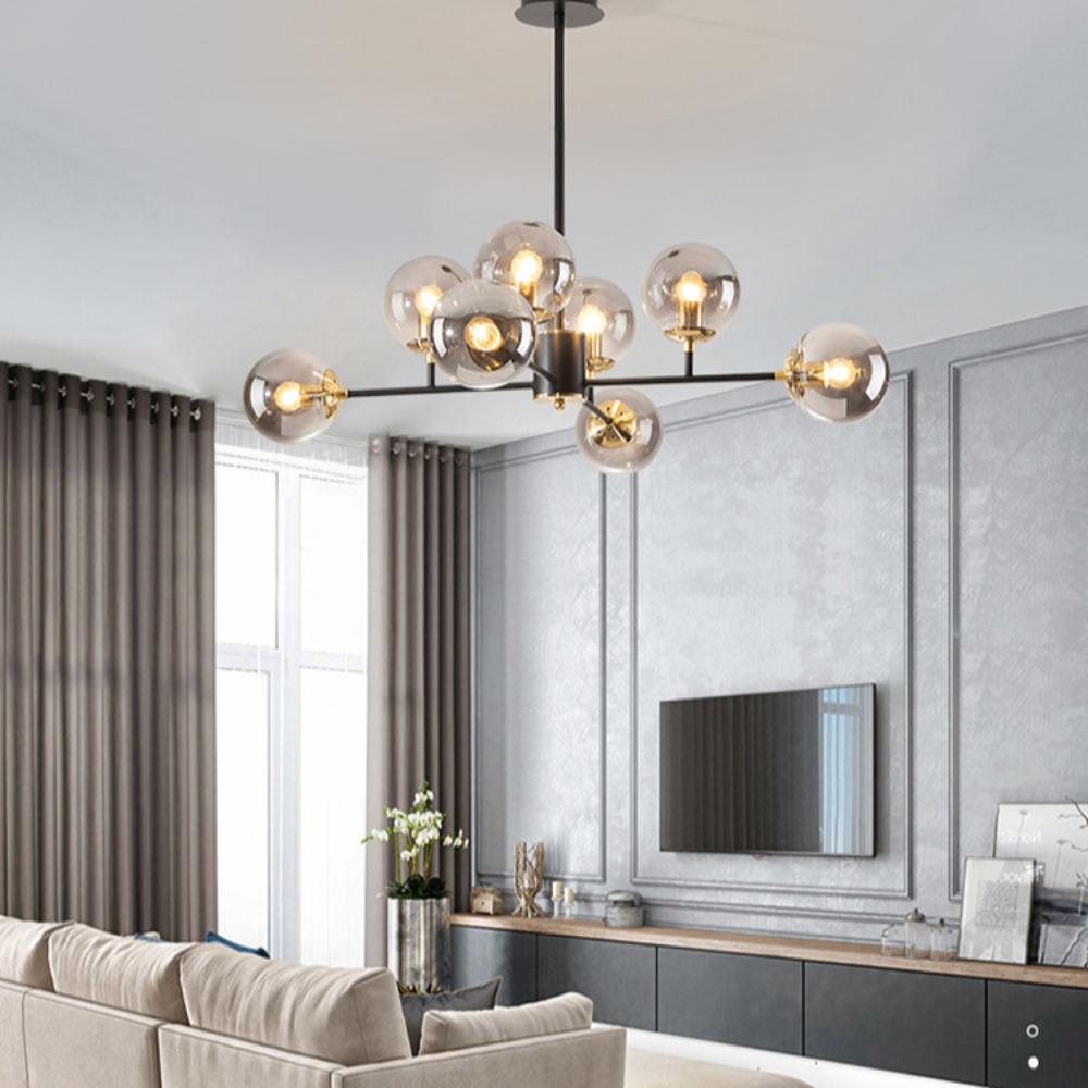 Chandelier Nordic Black Smoked Glass - GENESY | Warm Ambiance