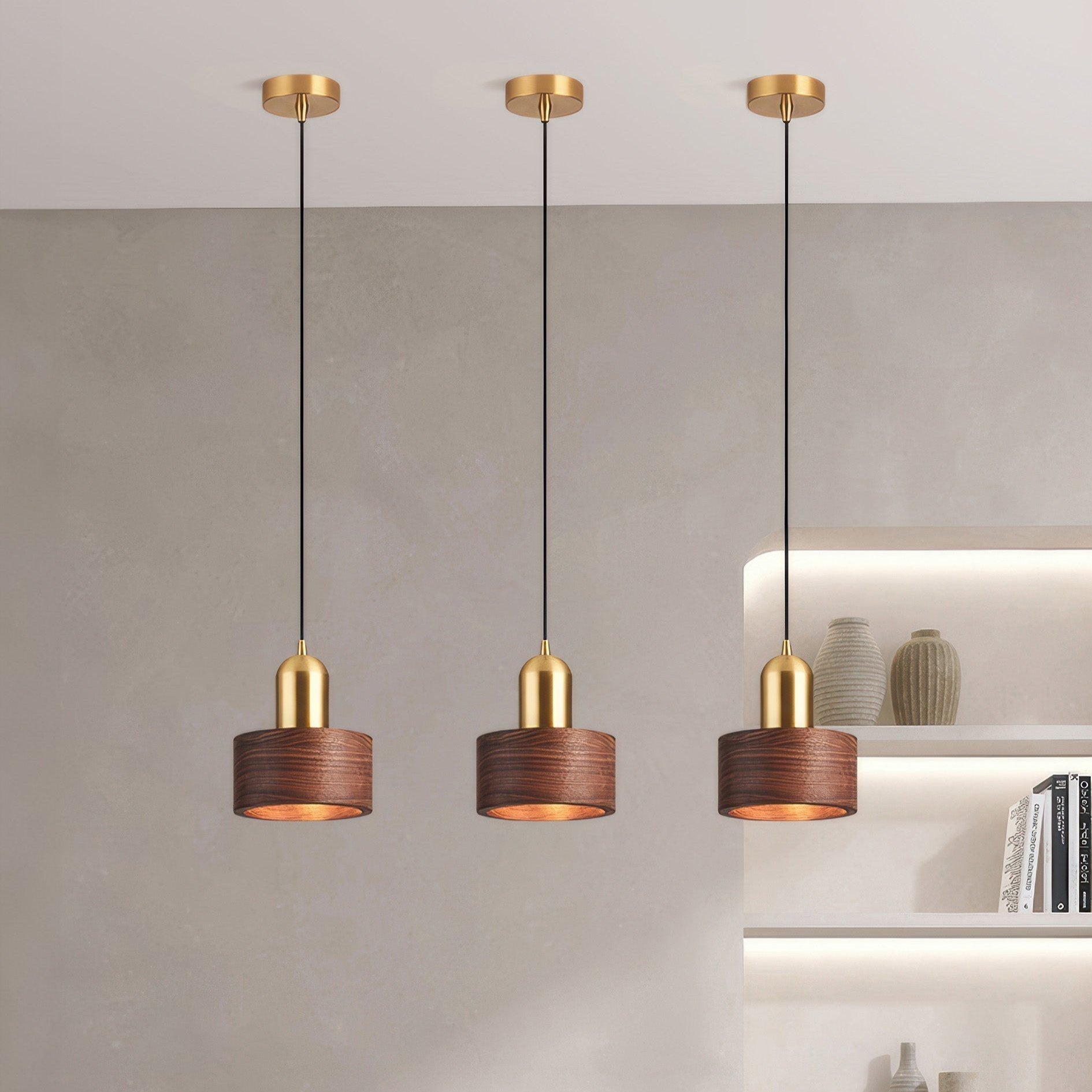 Pendant Light Walnut Brass - RIXONX | Tranquility