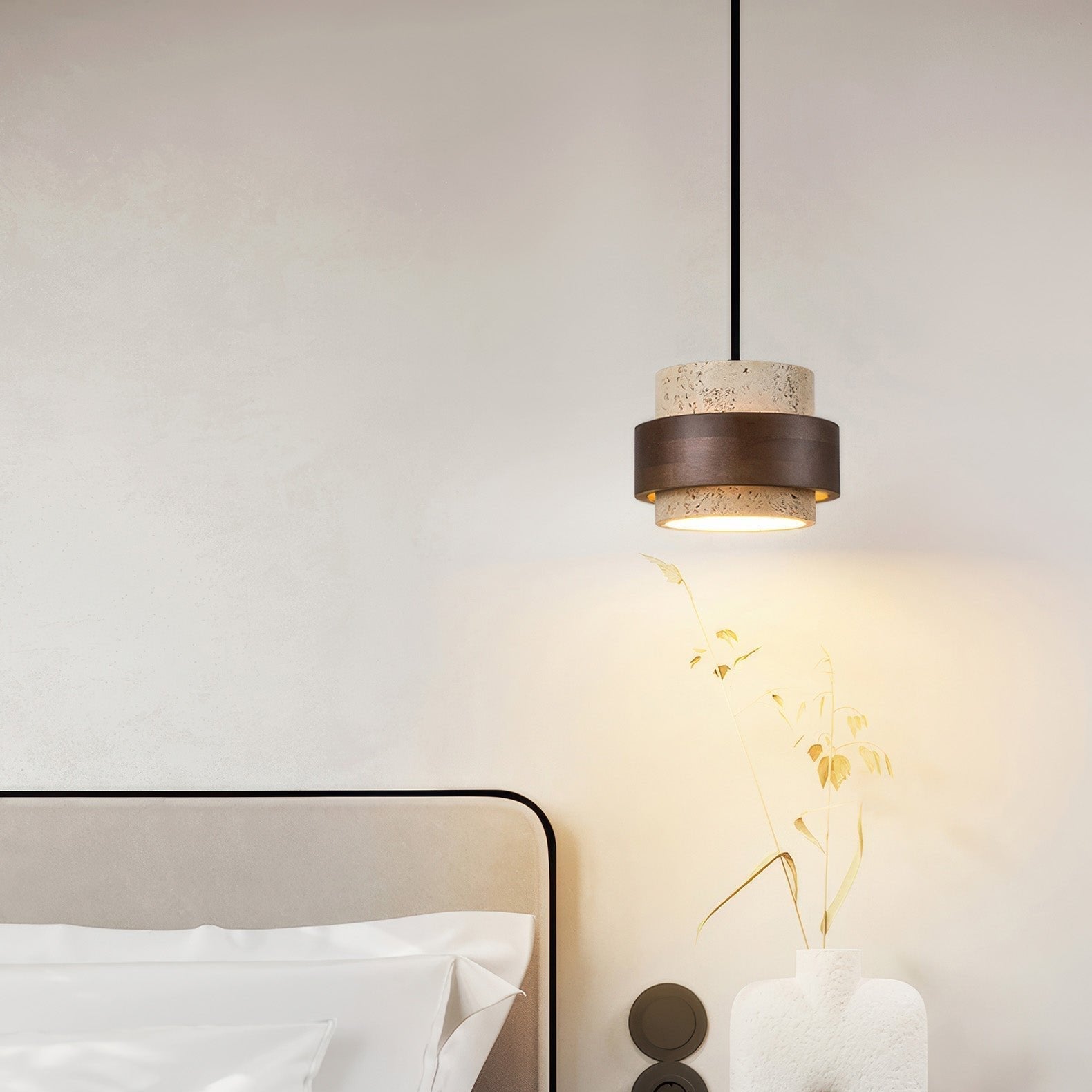 Pendant Light Travertine Wood - KRYNNX | Serene Ambiance