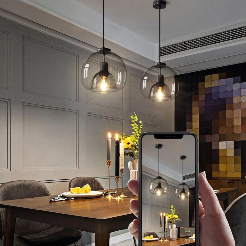 Pendant Light Smoky Glass Adjustable - VELOSX | Elegant Lighting