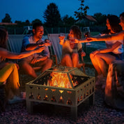 Fire Pit Outdoor, 66cm, Black, with Screen Cover and Poker for Patio Backyard Wood Burner Firepit Bowl