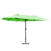 Double-Sided Sun Umbrella Canopy 4.6m Crank Shade with Cross Base, Green