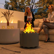 Smokeless Fire Pit Portable Wood Burning, 48.5cm, Dark Grey with Poker for Garden Camping Bonfire Party