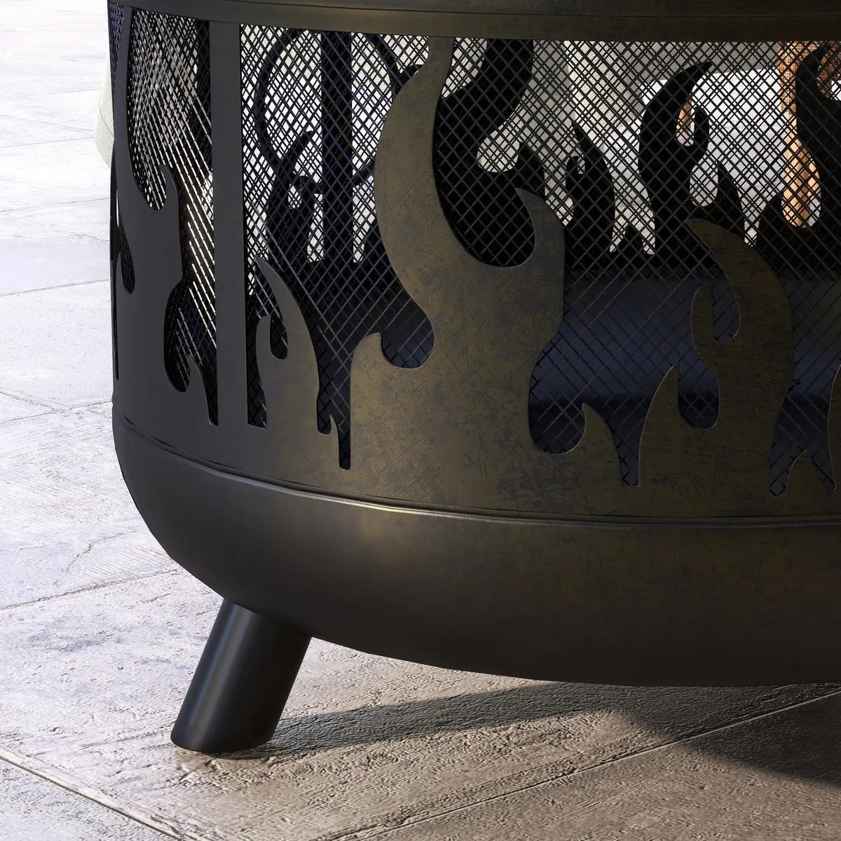 Fire Pit Steel BBQ with Poker, Black