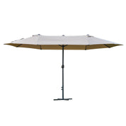 Double-Sided Sun Umbrella Canopy 4.6m Crank Shade with Cross Base, Khaki