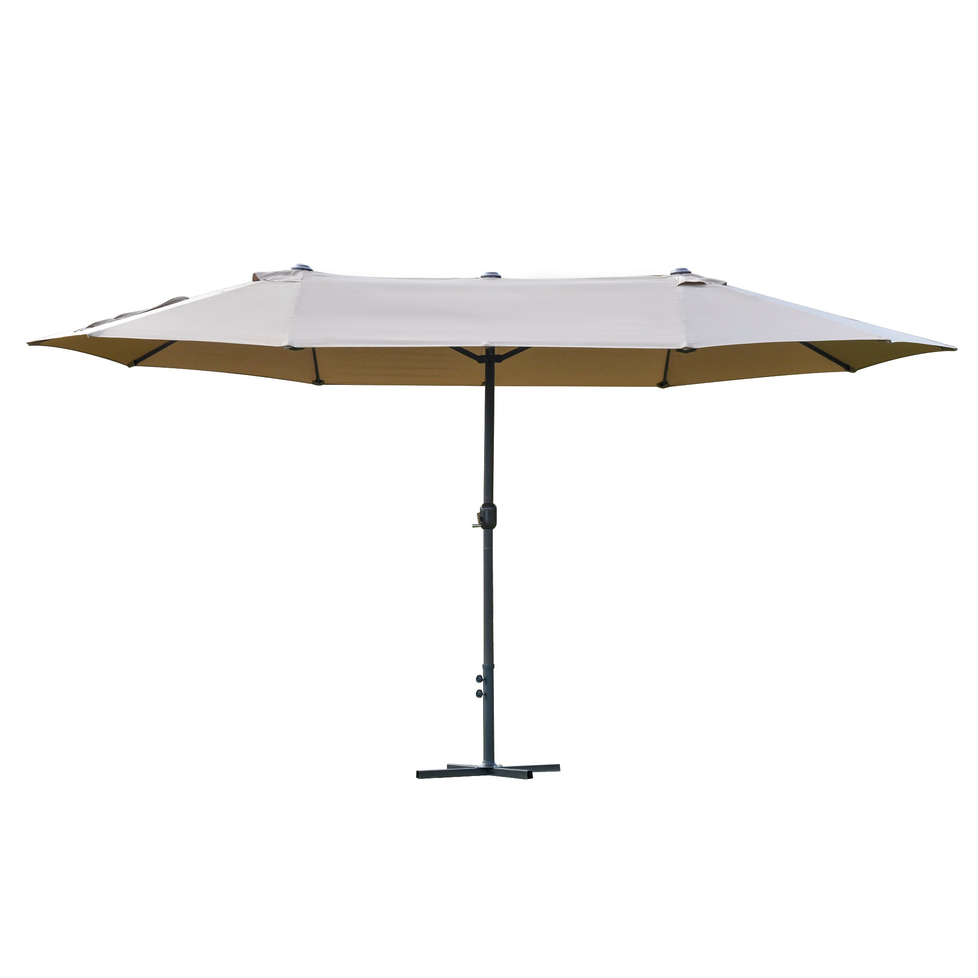 Double-Sided Sun Umbrella Canopy 4.6m Crank Shade with Cross Base, Khaki