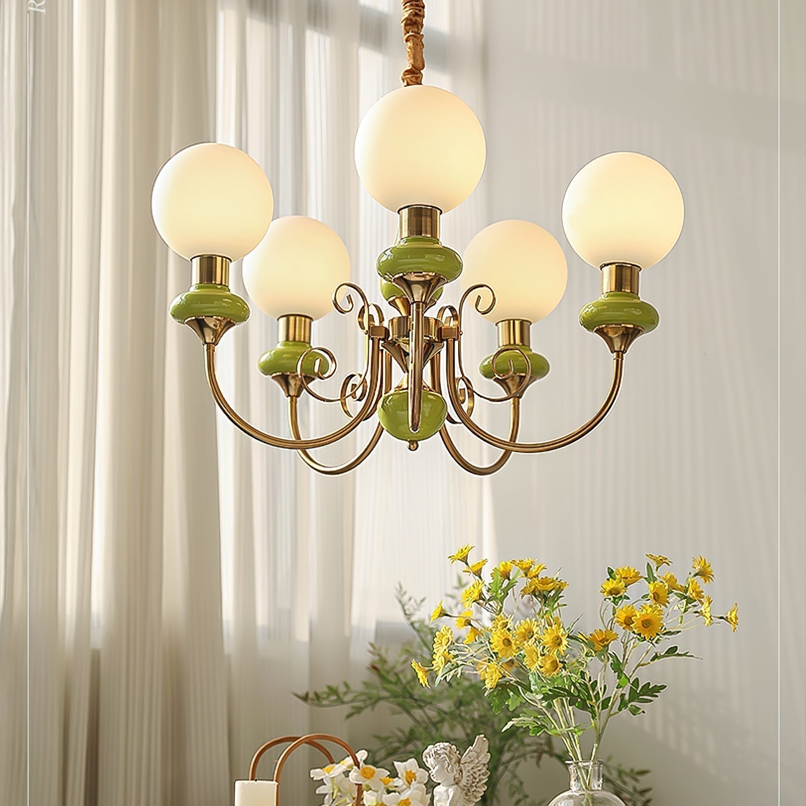 Chandelier Green Gold Onyx - GRAVEX | Ambient Lighting