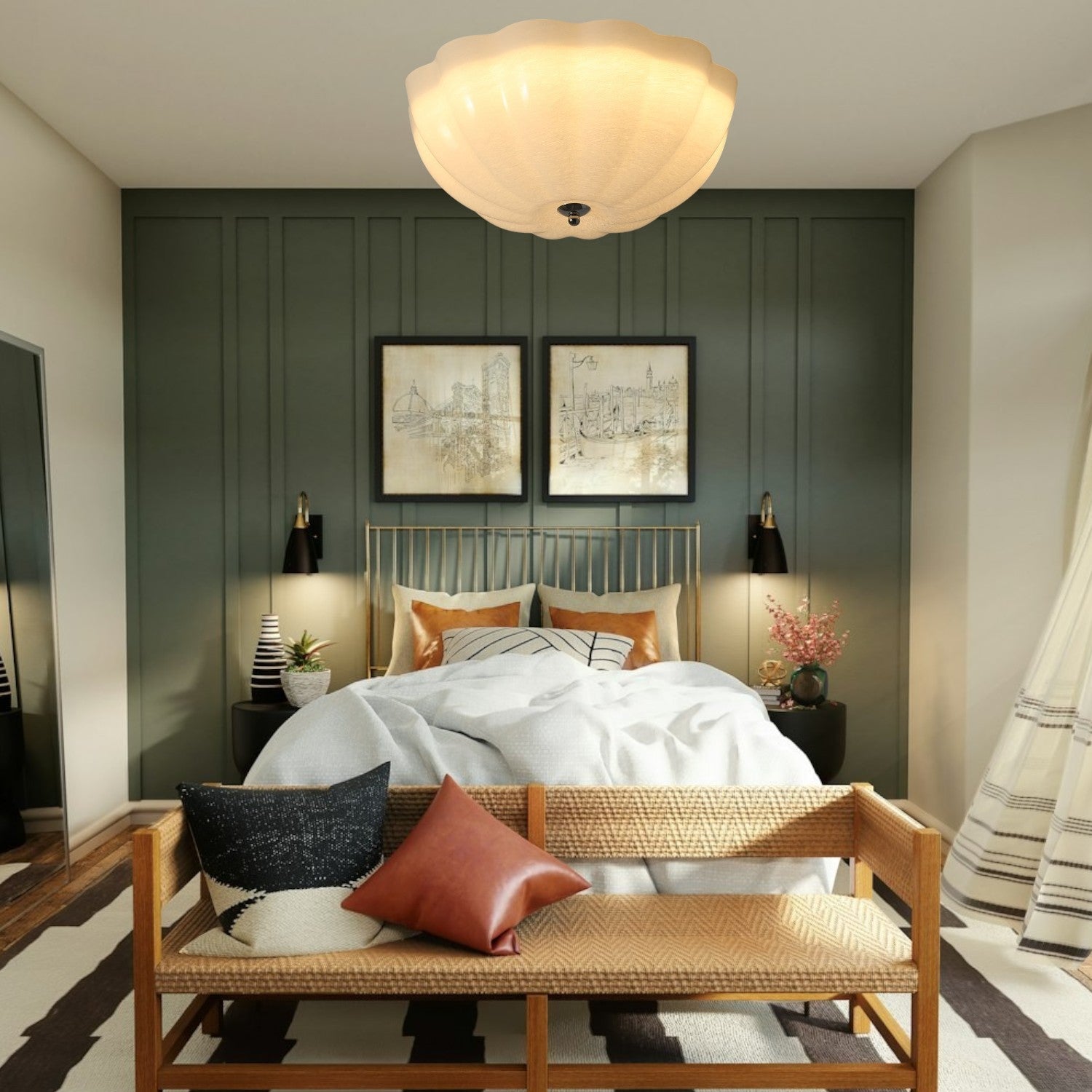Ceiling Light Opal Glass LED - COBALT | Warm Light
