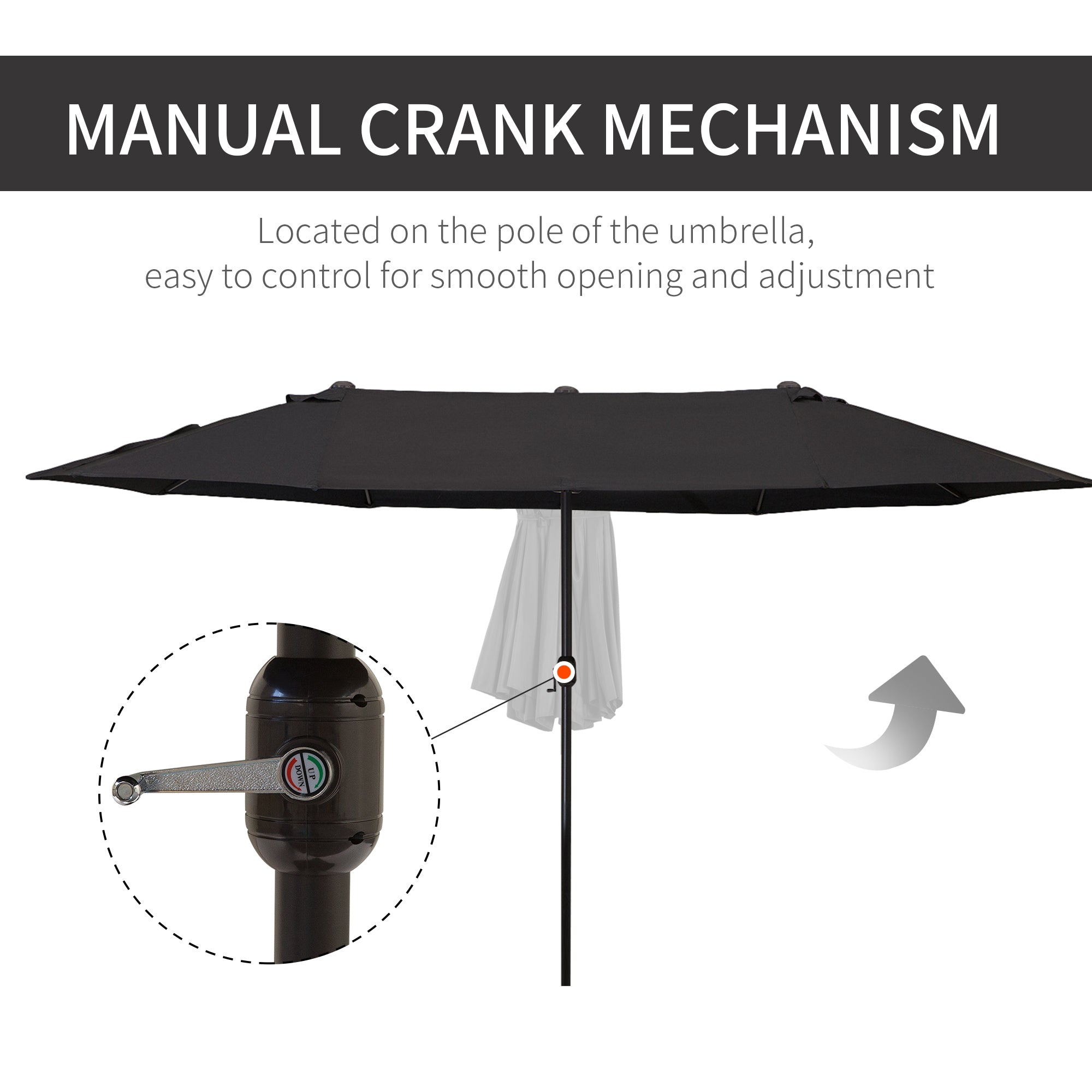 Double Garden Parasol 4.6m Outdoor Patio Sun Umbrella, Black