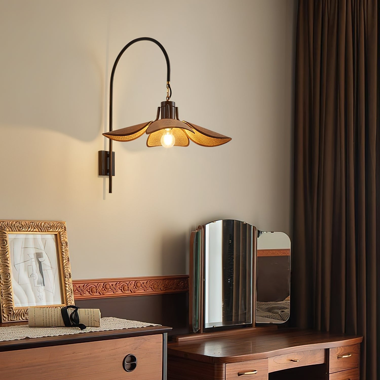 Wall Light Linen Wood - ANTRIA | Natural Elegance