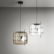 Pendant Light Ribbed Glass Black - STELLA | Tranquility