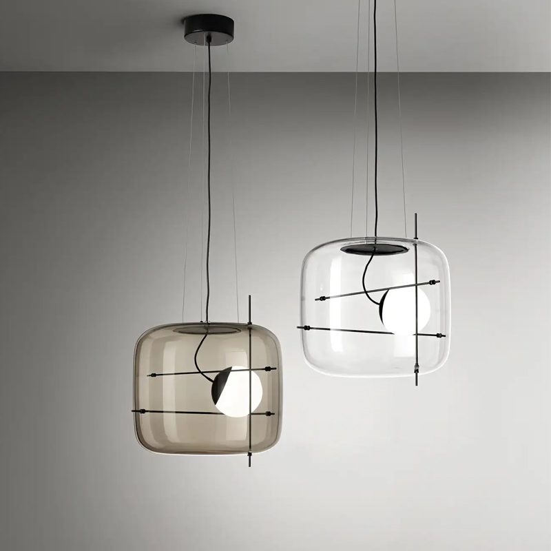 Pendant Light Ribbed Glass Black - STELLA | Tranquility