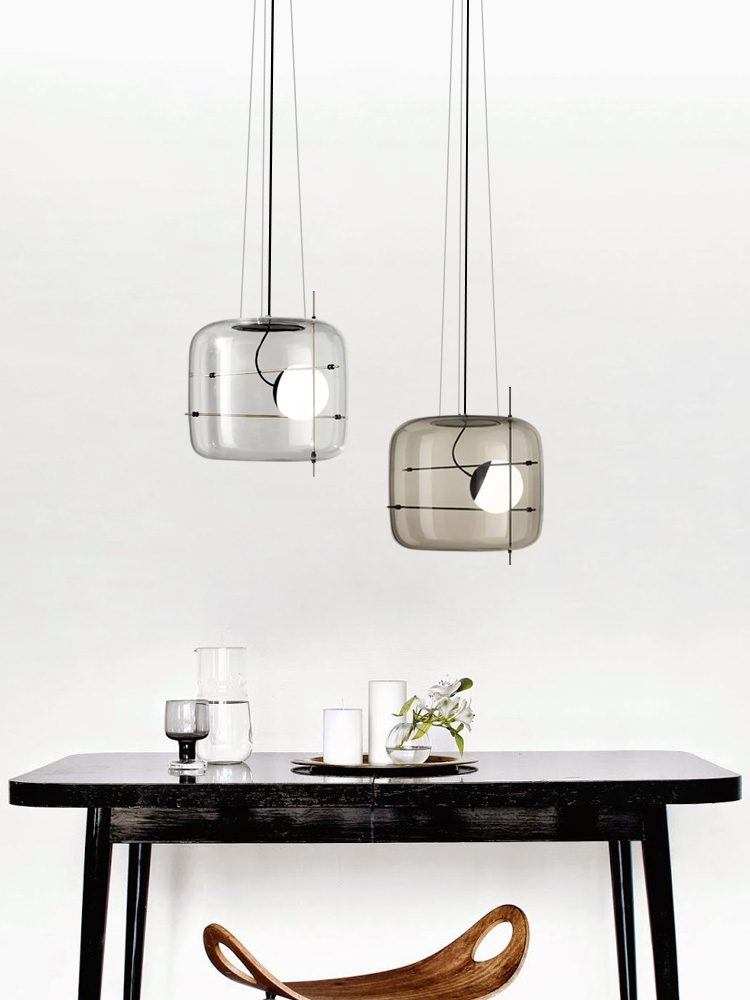 Pendant Light Ribbed Glass Black - STELLA | Tranquility