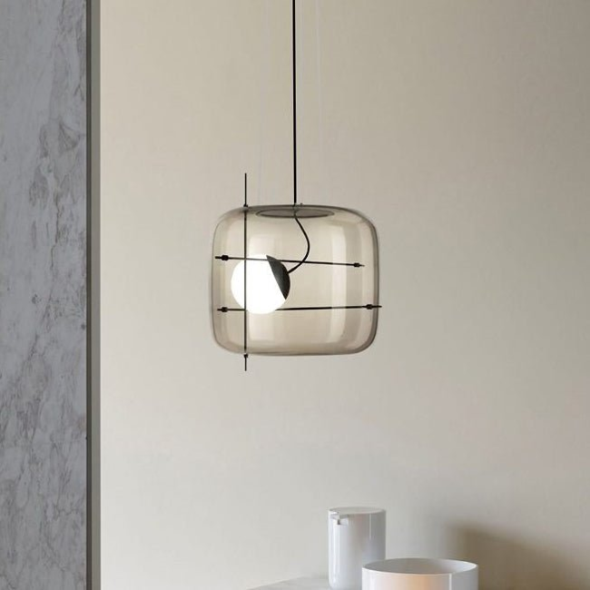Pendant Light Ribbed Glass Black - STELLA | Tranquility