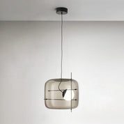 Pendant Light Ribbed Glass Black - STELLA | Tranquility