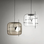 Pendant Light Ribbed Glass Black - STELLA | Tranquility
