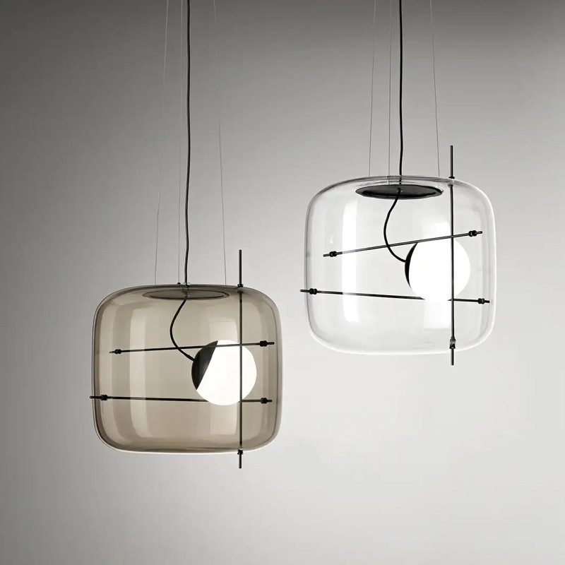 Pendant Light Ribbed Glass Black - STELLA | Tranquility
