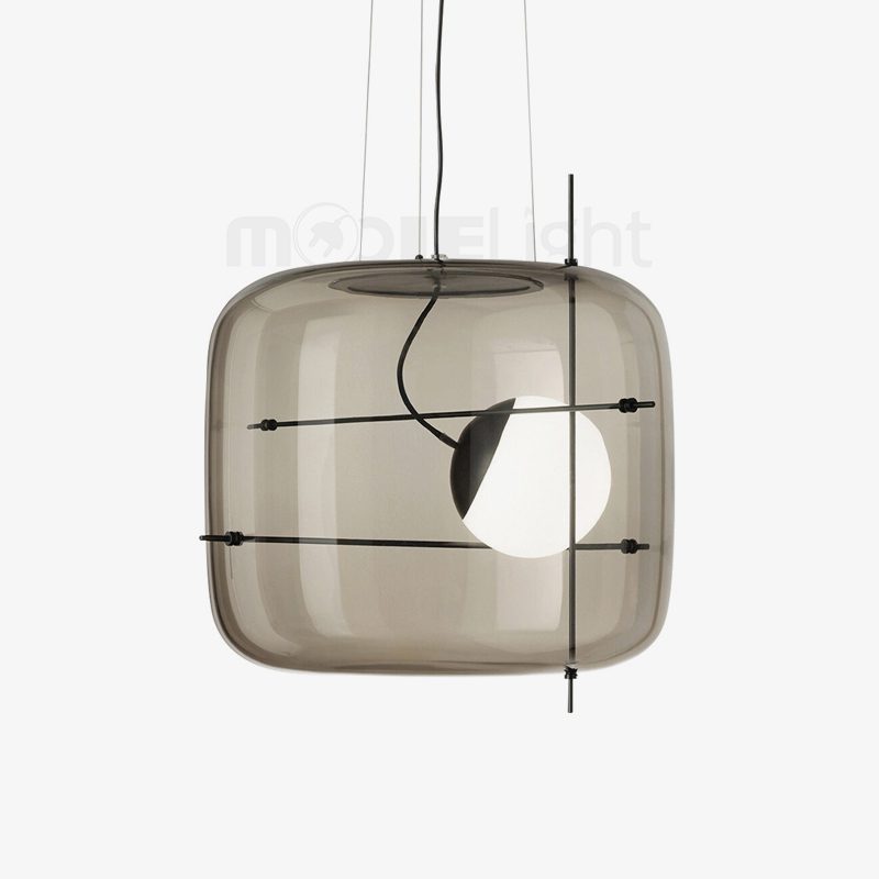 Pendant Light Ribbed Glass Black - STELLA | Tranquility