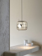 Pendant Light Ribbed Glass Black - STELLA | Tranquility