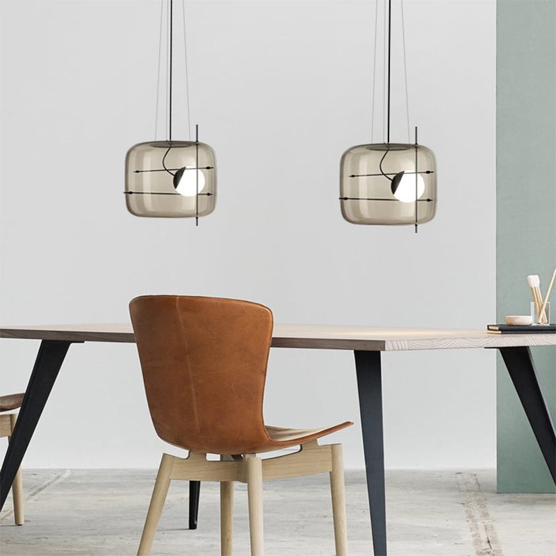Pendant Light Ribbed Glass Black - STELLA | Tranquility