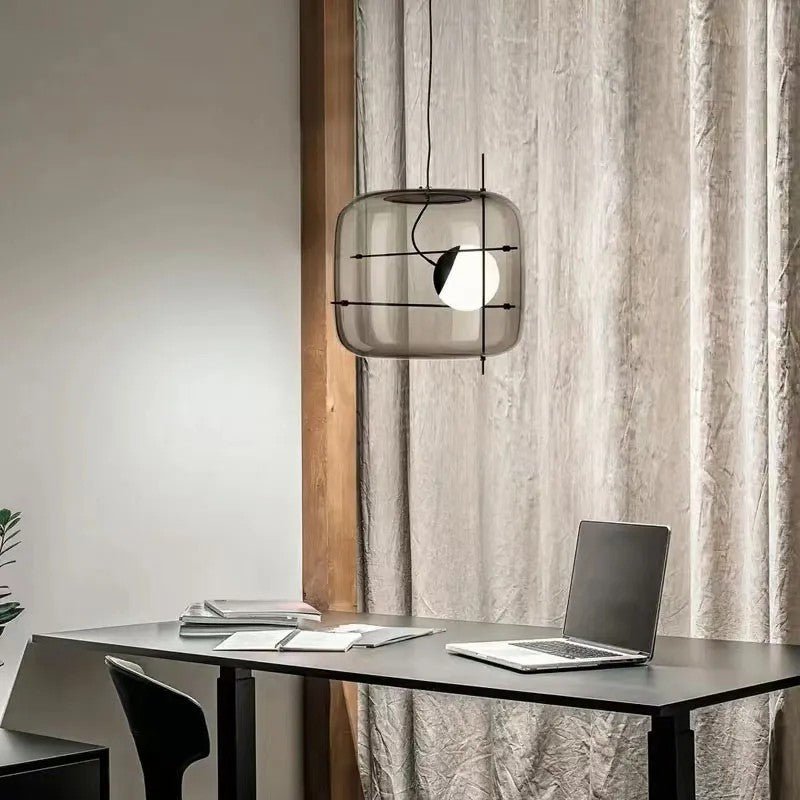 Pendant Light Ribbed Glass Black - STELLA | Tranquility