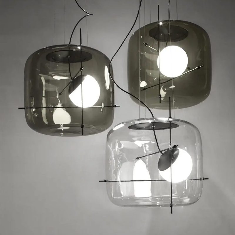 Pendant Light Ribbed Glass Black - STELLA | Tranquility