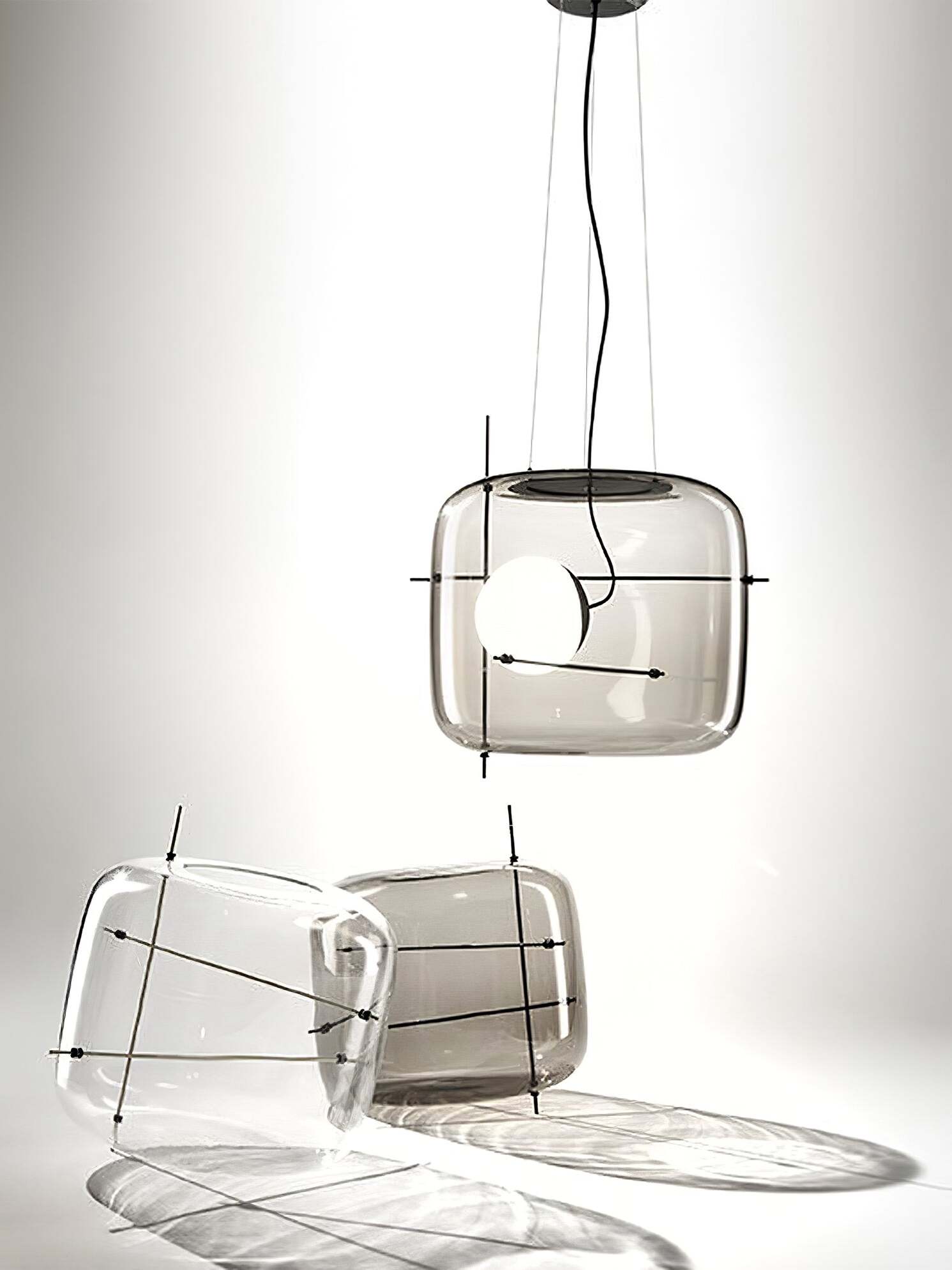 Pendant Light Ribbed Glass Black - STELLA | Tranquility