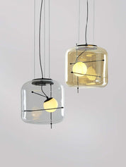 Pendant Light Ribbed Glass Black - STELLA | Tranquility