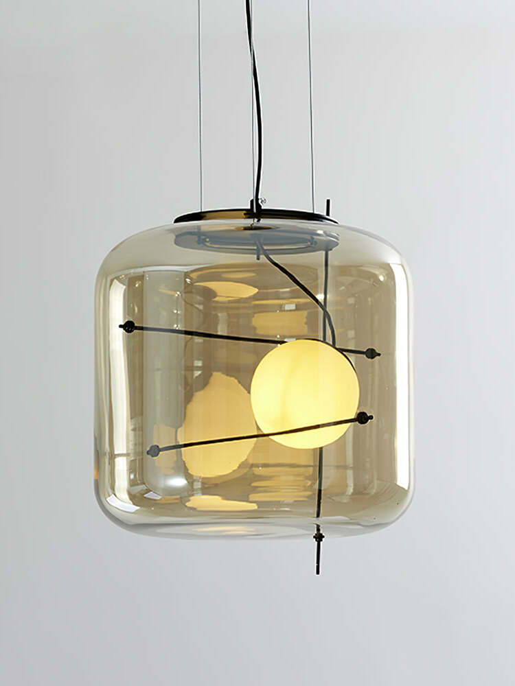 Pendant Light Ribbed Glass Black - STELLA | Tranquility