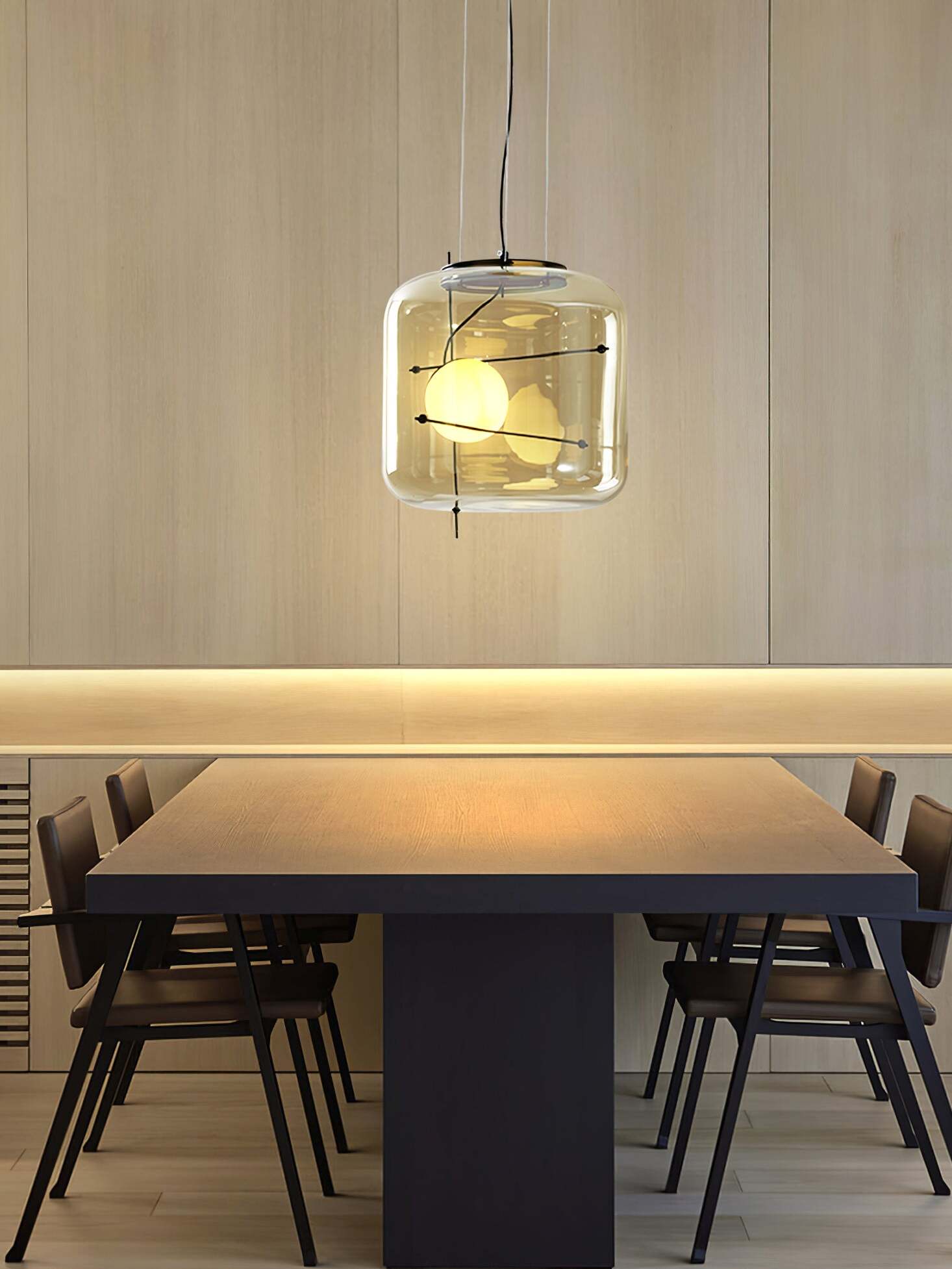 Pendant Light Ribbed Glass Black - STELLA | Tranquility