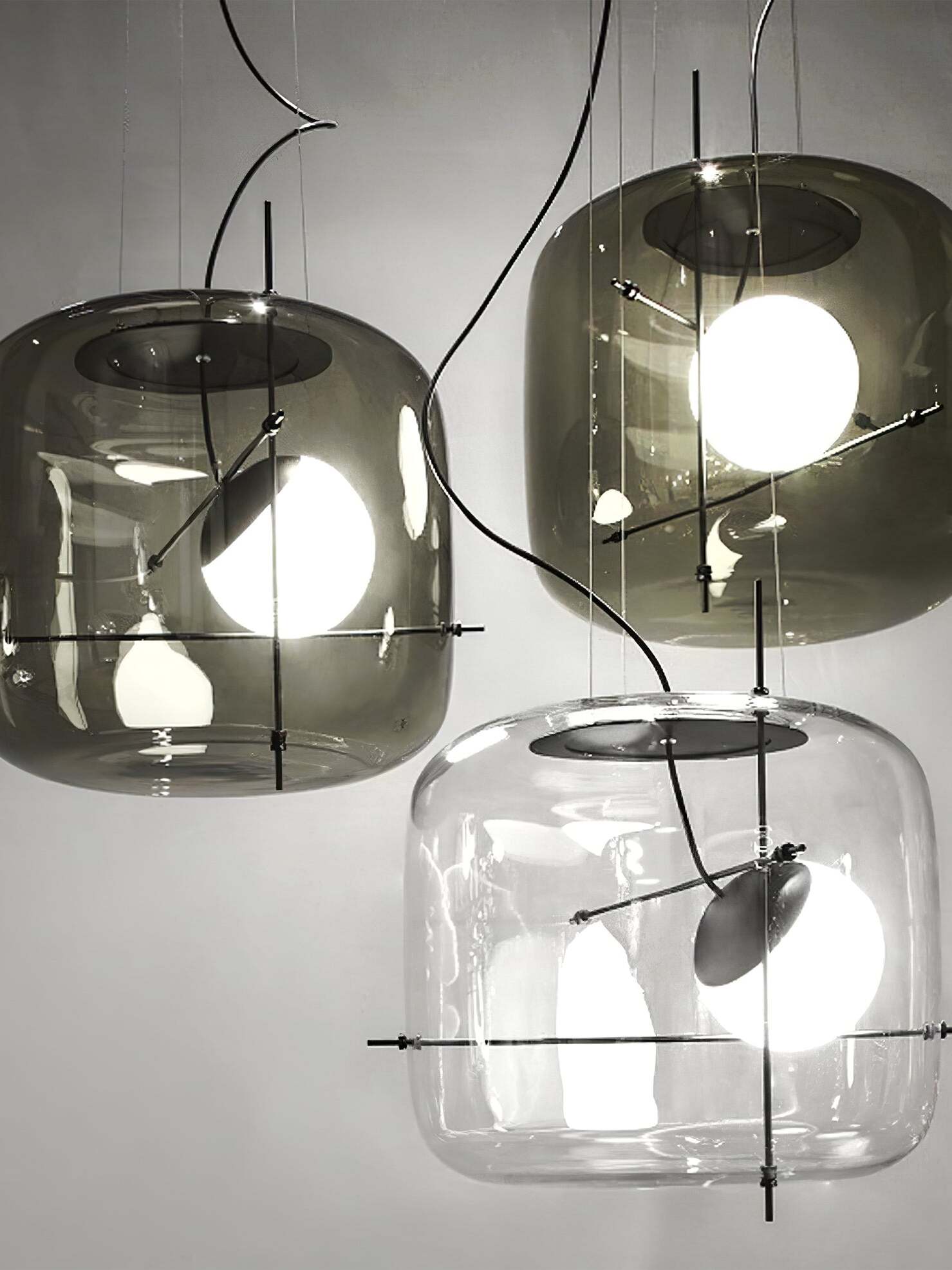 Pendant Light Ribbed Glass Black - STELLA | Tranquility