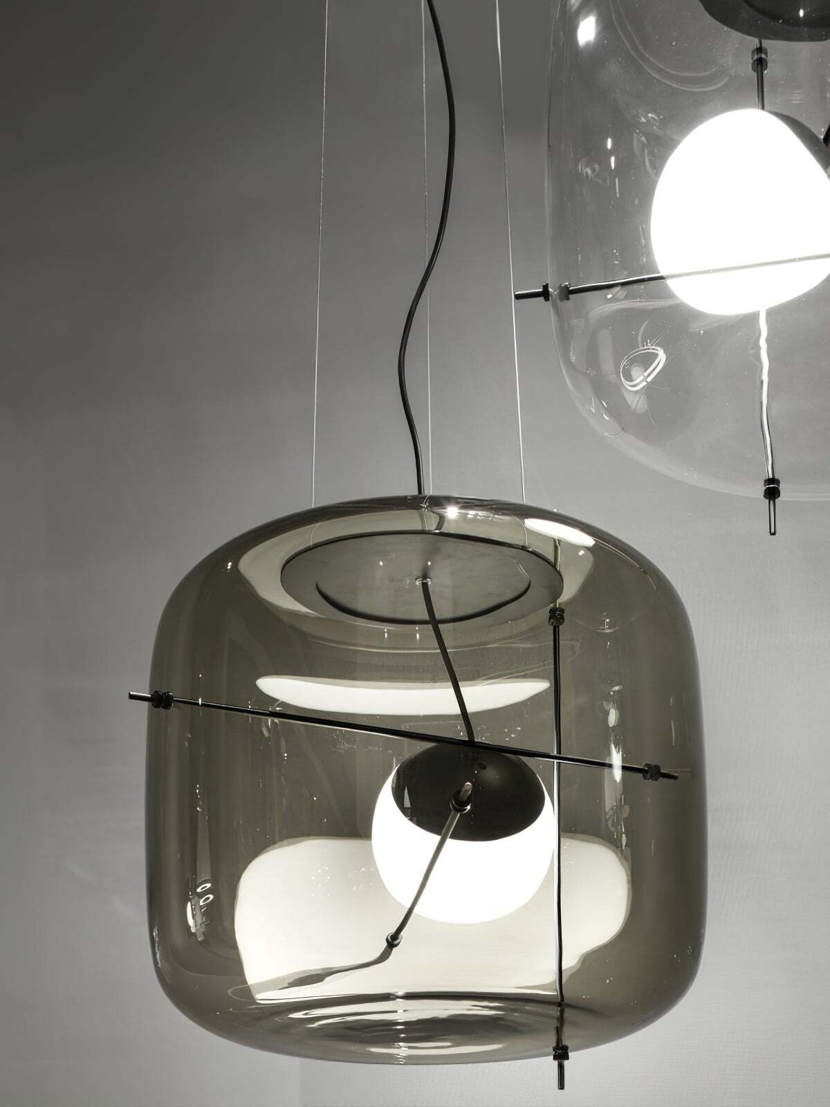 Pendant Light Ribbed Glass Black - STELLA | Tranquility