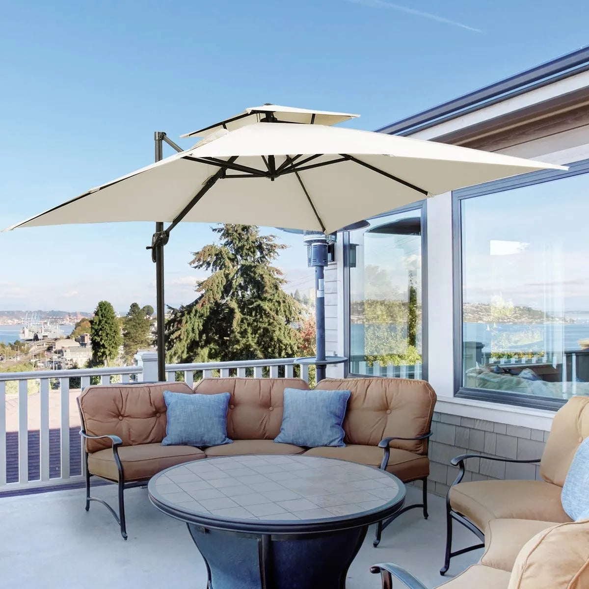 Steel Frame Outdoor Roma Cantilever Umbrella Garden Sun Shade