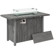 Gas Fire Pit Table, 50,000 BTU, Dark Grey with Cover and Glass Screen