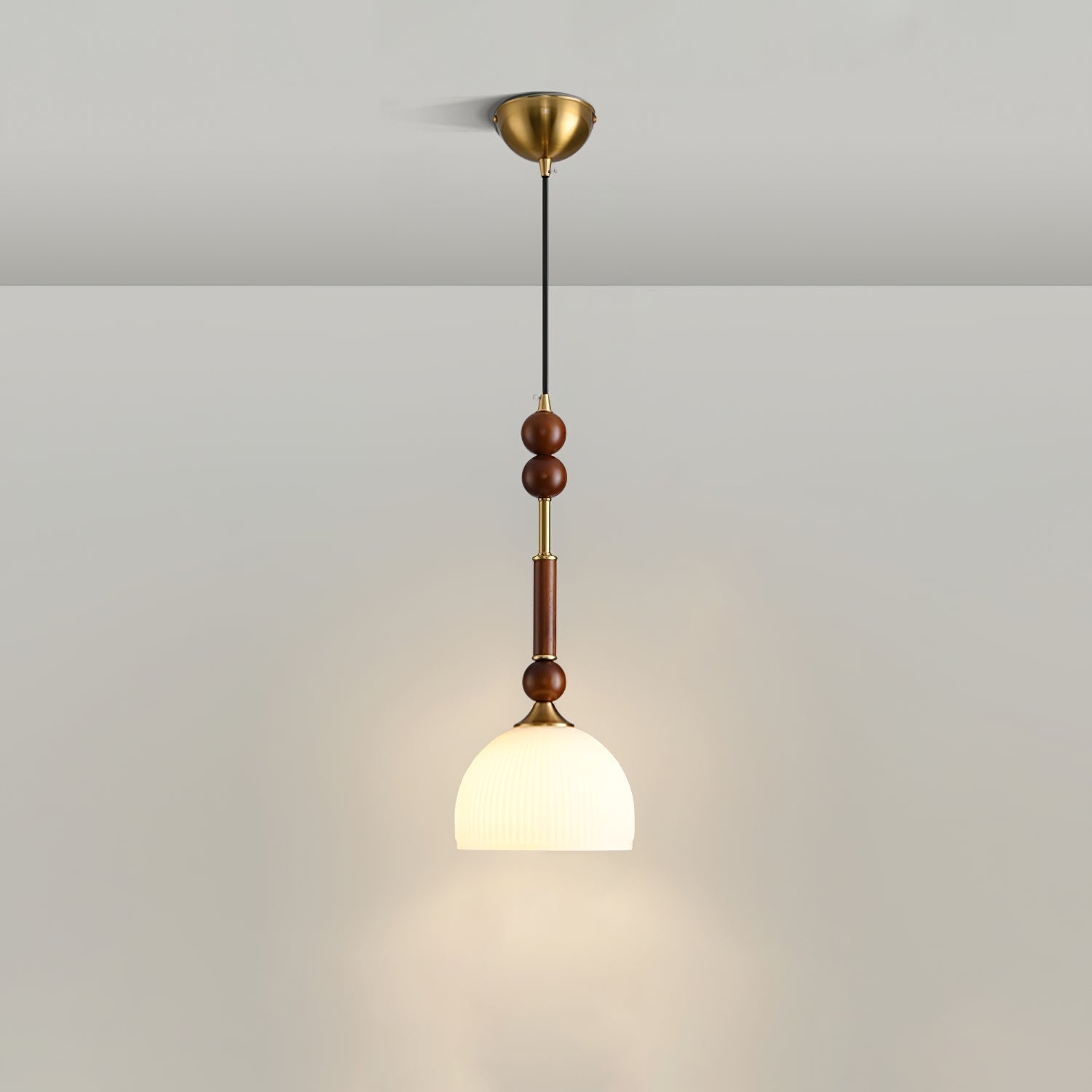 Pendant Light Wood Brass - SPARKX | Elegant Lighting