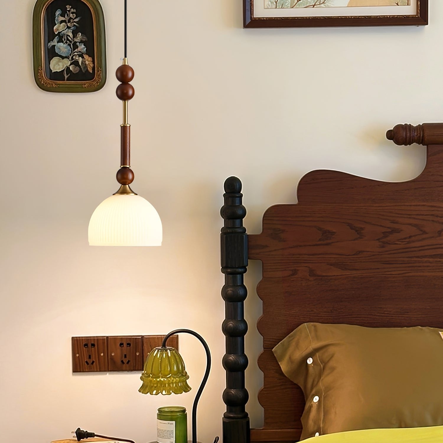 Pendant Light Wood Brass - SPARKX | Elegant Lighting