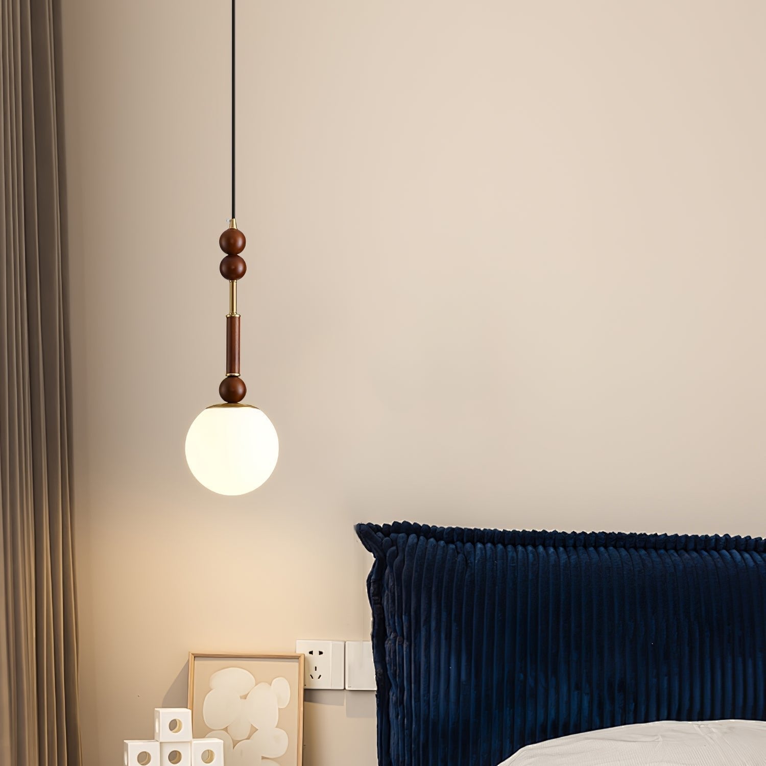 Pendant Light Wood Brass - SPARKX | Elegant Lighting